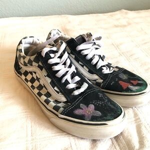 Vans  checkered hand painted mushrooms Women 7.5